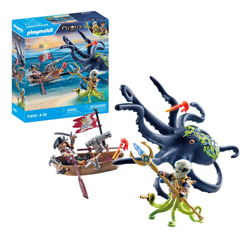 Figura Armable Playmobil Pirates Batalla Con Pulpo Gigante 3+