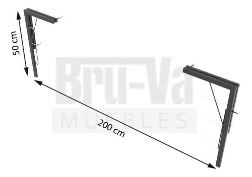 Tendedero De Pared Bruva Muebles 2m 4 Líneas Soga Pvc Blanco