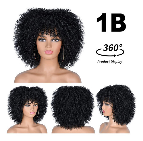 Peluca De Fibra Afro Rizada Con Rizos Perfectos