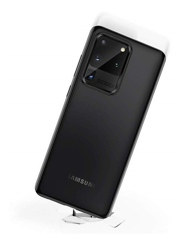 Kit Capa Tpu Para Galaxy S20 Ultra 5g Tela 6.9 + Película Cor Preto/ Fumê