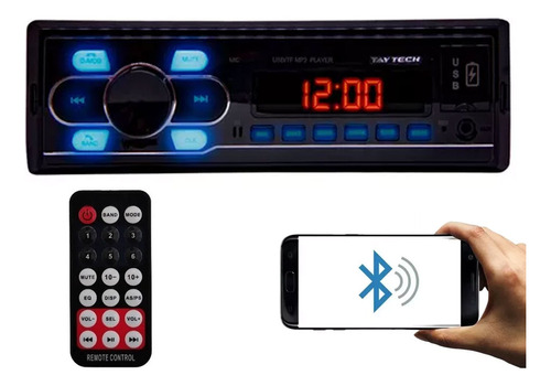 Rádio Aparelho Taytech Bluetooth Usb Aux Mp3 Controle 4x25w