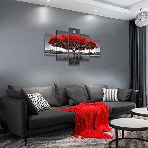 Imagen 3 de 7 de Lienzo Decorativo Para Pared, Diseño De Árbol Rojo, Con Lun