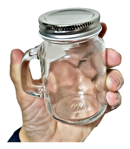 .dez Mini Caneca Vidro Mason Jar Até 130ml Lembrancinha