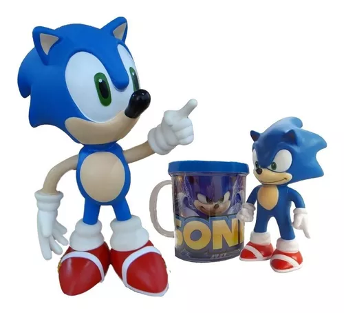 Kit Boneco Sonic 16cm Sega Coleção + Caneca Personalizada 350ml