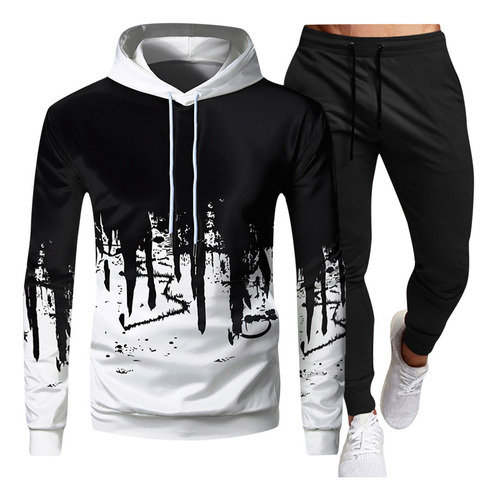 X Hombre Sudadera Bolsillo Pantalones Ab48 Traje Deportivo C