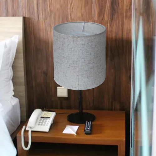 Pantalla De Tela De Arpillera Para Lámpara De Beige Redondo