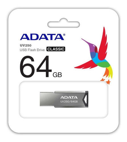 Memoria USB Adata UV250 AUV250-64G-RBK 64GB 2.0 plateado