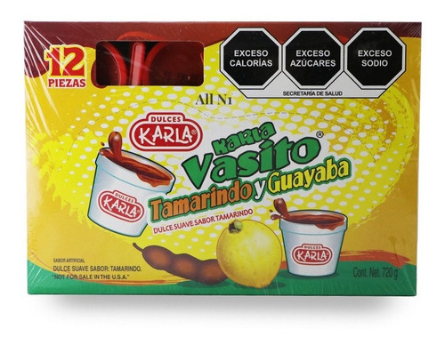 Dulces Karla Vasito Mediano Tamarindo Y Guayaba Caja 12 Pzs