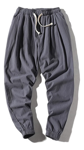 Pantalones Casuales De Lino Y Algodón Para Hombres Holgados