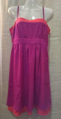 Vestido Solera Etan En Fucsia Y Rojo De Seda