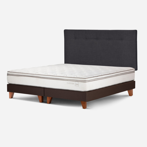 Cama Europea Classique+ 2 Plazas+respaldo New Bennet Grafito