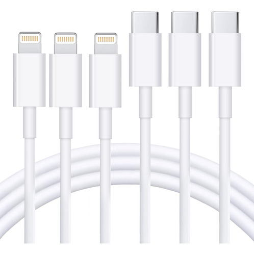 Rctech Paquete De 3 Cables Usb C A Lightning De 3 Pies [cert