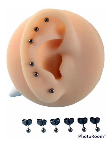 Set Pack De 12 Aros Aretes Redondos De 3mm - Acero