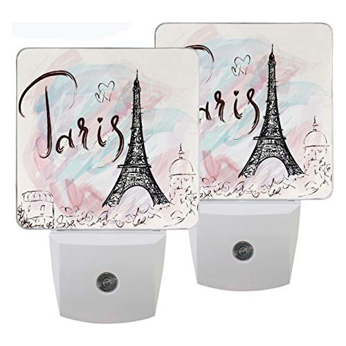 Wamika Retro Eiffel Tower Romantic Floral Night Light Plug I