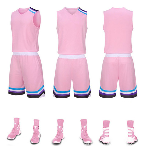 Uniforme Baloncesto Rosa Niño Adulto Logotipo Personalizabl