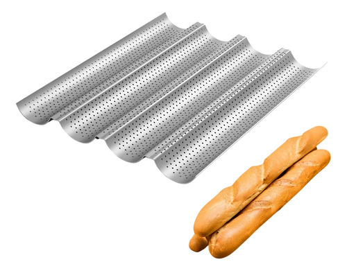 Molde Perforado Antiadherente 4 Pan Francés Baguette