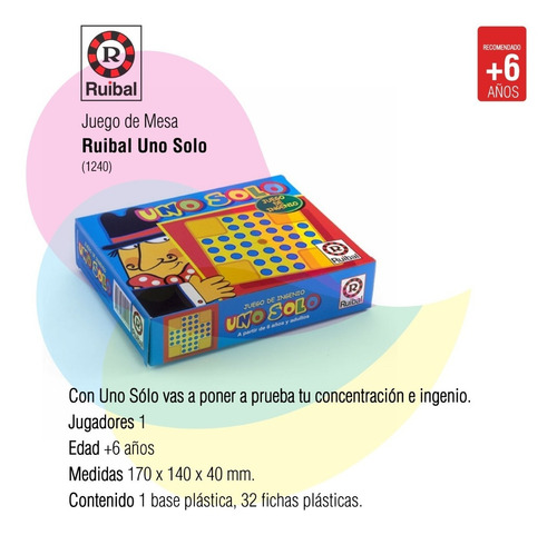 Imagen 2 de 8 de Uno Solo Juego De Mesa Ruibal 1240