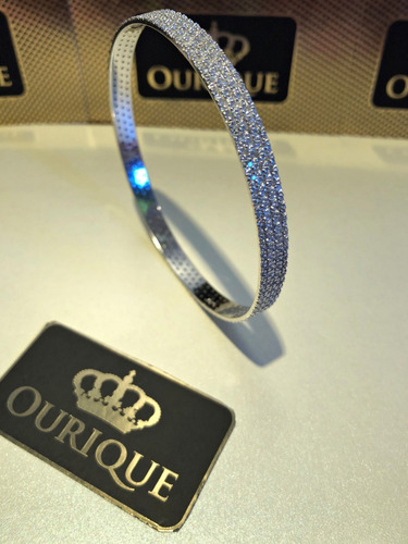 Bracelete Argola Ouro 18k Com 300 Diamantes Sob Encomenda