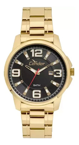 Relógio Masculino Condor Dourado Co2115ktj/4c Prova D'água Cor do fundo Preto