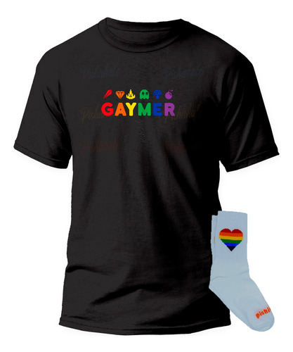 Playera Gaymer Corazon Lgbt+ Y Par Calcetas Arcoiris Pride