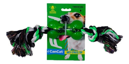 Juguete Para Perros Cancat Soga Con Hueso Color Amarillo/azul/verde