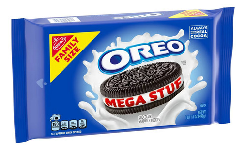 Oreo Mega Stuf Galletas Sándwich Tamaño Familiar 17.6 Oz