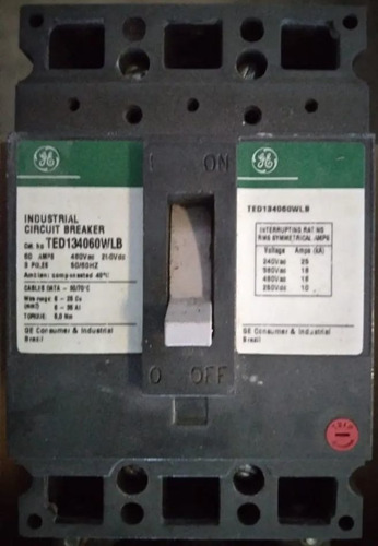 Breaker Industrial General Electric Ge De 50 Y 60 Amp . 