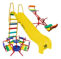 Comprar Combo Tobogan 5 Escalones Pvc + Calesita + Sube Y Baja Color Tobogan Amarillo - Calesita Rojo