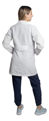 Bata Doctora Estampada Fanny Beniza Blanco Mariposas Blanco Med