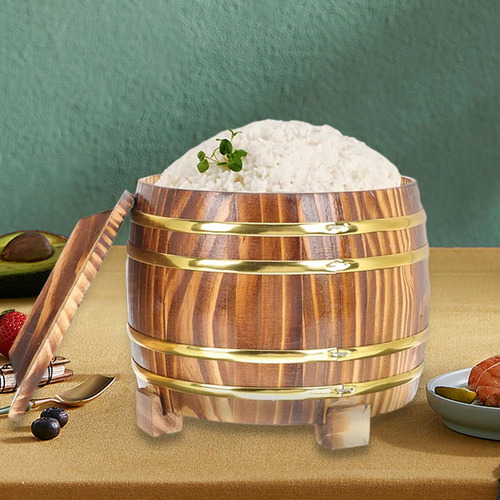 Tazón De Arroz De Madera Barril Al De Arroz Color Marrón
