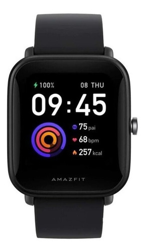 Imagen 5 de 9 de Smartband Amazfit Basic Bip U Pro 1.43" caja de policarbonato black, malla black de goma de silicona A2008