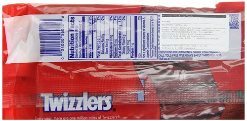 Bala Twizzlers Twists Strawberry - Tiras Morango 453g