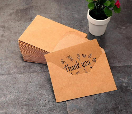 Thank You Cards Of Ohuhu, 36 Pack Brown Kraft Paper 6 Design
