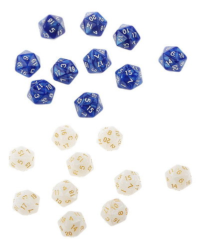 20pcs D20 Dados Poliédricos De 2 Colores Para Enseñanza De