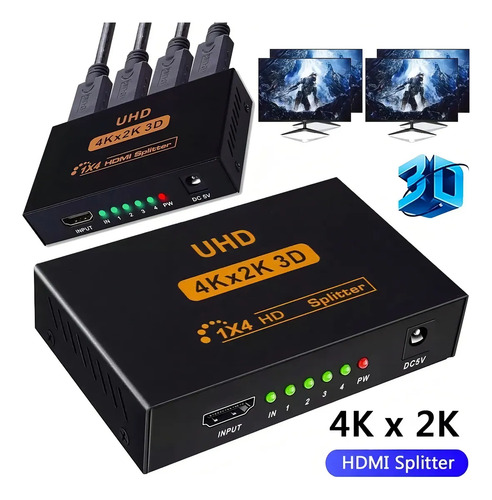 Hdmi Splitter 1 Entrada 4 Salidas,admite 3d,4k1080p/xbox/ps5