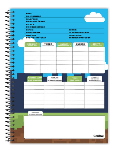 Caderno Escolar 1 Matéria 80 Folhas Athos Com Adesivos Cor Azul