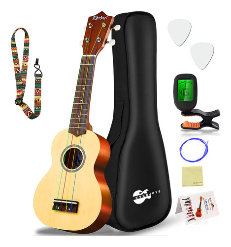 Soprano Ukulele Principiante Pack-21 Pulgadas W/gig Bag Fas. Color Arcoiris (rainbow String)