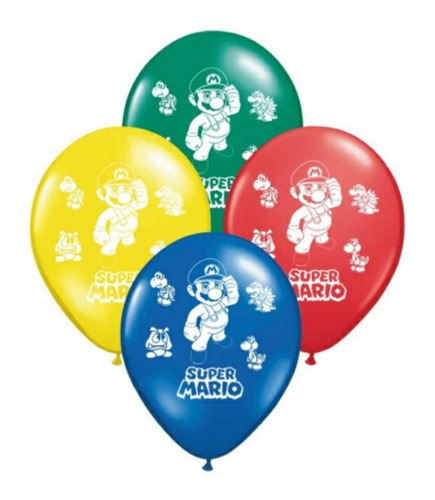 Globo Latex De Mario Bros X 10 Unidades