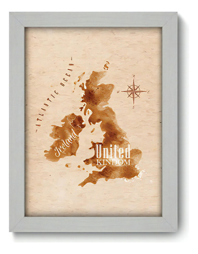 Quadro Decorativo - Reino Unido E Irlanda - 19x25cm - 098qdv Cor da armação Branco