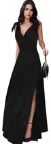 Comprar Vestido Elegante Moño En Hombros Y Abertura Lateral #234