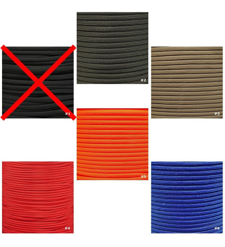 Imagen 1 de 4 de Paracord 5 Metros Cuerda 750 Tipo 4 - 50 Colores Made In Usa
