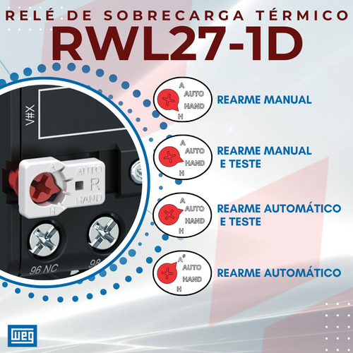 Relé de Sobrecarga Térmico Weg Rwl27-1d3-d063 Faixa de ajuste 4,0-6,3 A