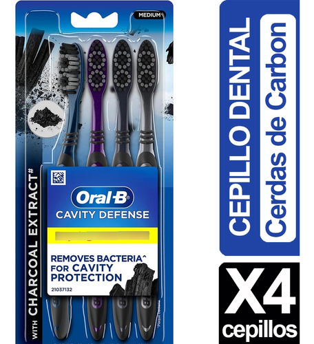 Cepillo Dientes Oral B Charcoal Deep Clean Medium 4 Cepillos