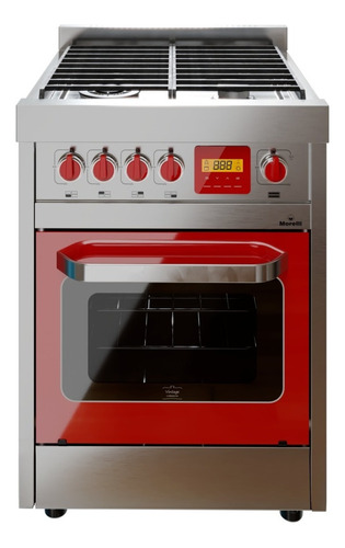 Cocina Morelli Vintage Touch 600 Gas/eléctrica Roja P. Visor