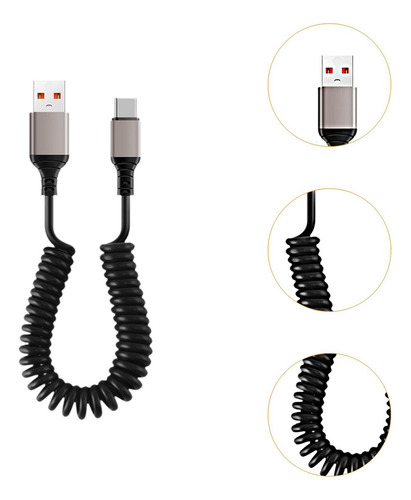 Cable De Carga En Espiral De 2 Uds, Cable De Carga Rápida