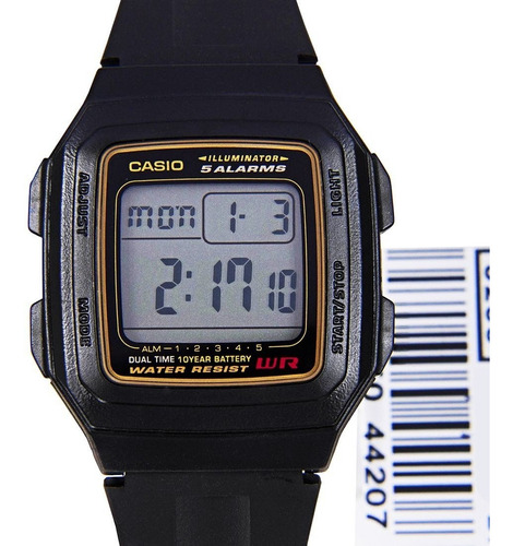 Imagen 2 de 5 de Reloj Casio F-201wa-9a Hombre Vintage Agente Oficial Jr