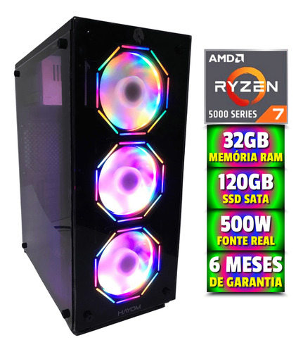 Pc Cpu Gamer Amd Ryzen 7 5700g Ssd 120gb Ram 32gb Fonte 500w