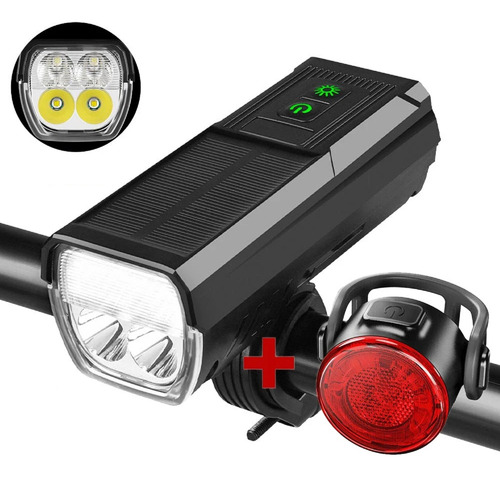 Kit Luz 4 Leds Solar Bicicleta Recargable