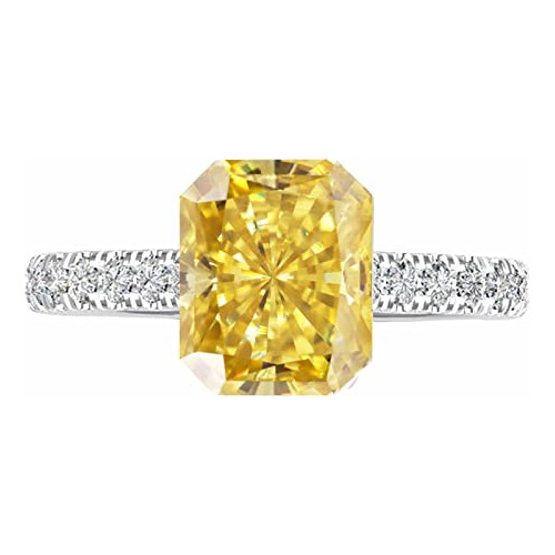 Anillo De Moissanite Amarillo Canario Dorado Personalizado