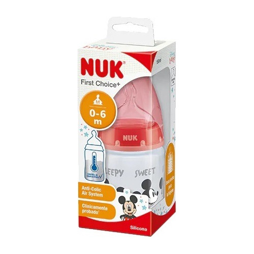 Mamadera First Choice Nuk Mickey Control Temperatura 150ml